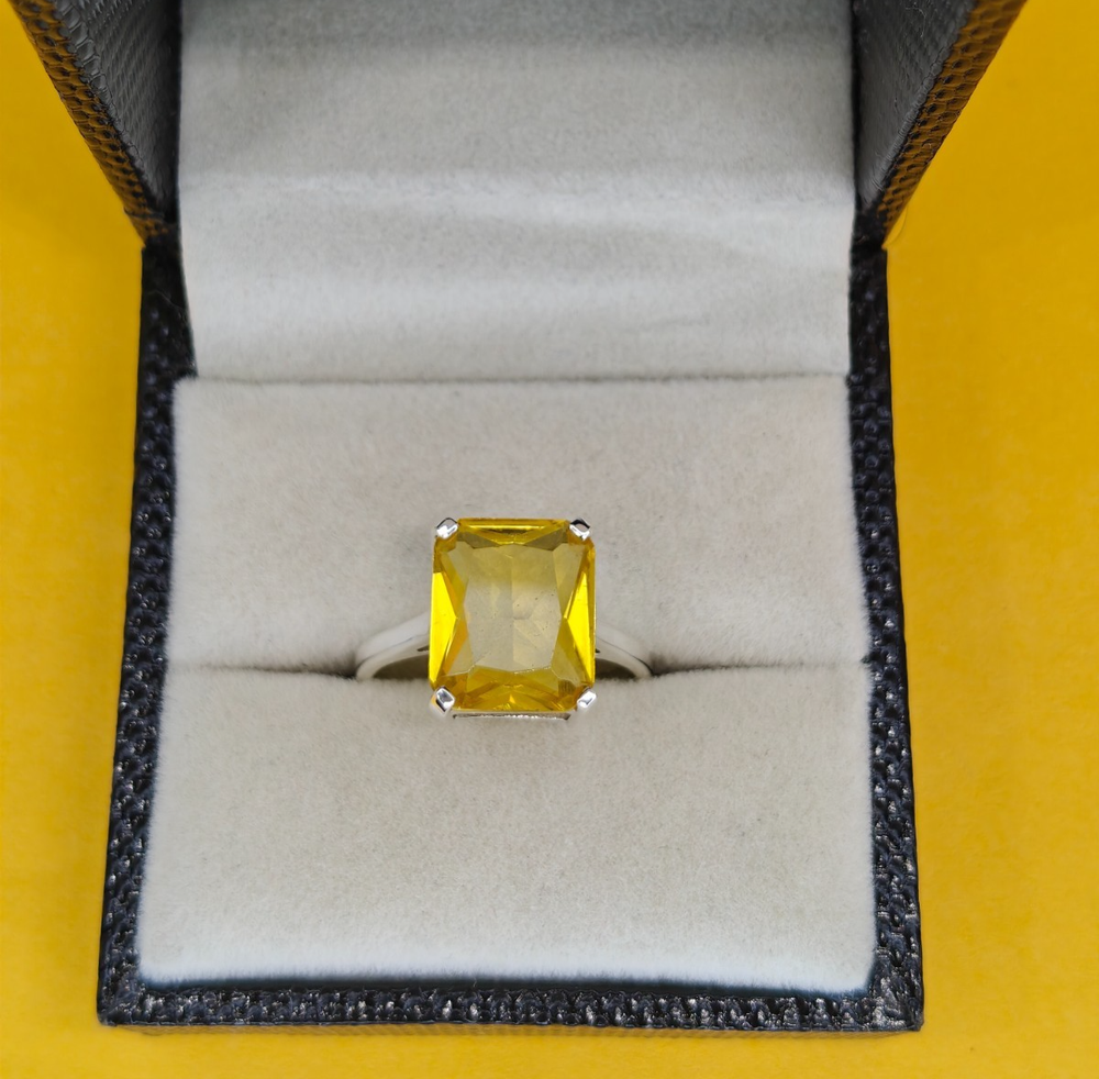 Emerald Cut Citrine Ring 925 Sterling Silver Ring Handmade Jewelry Ring For Gift