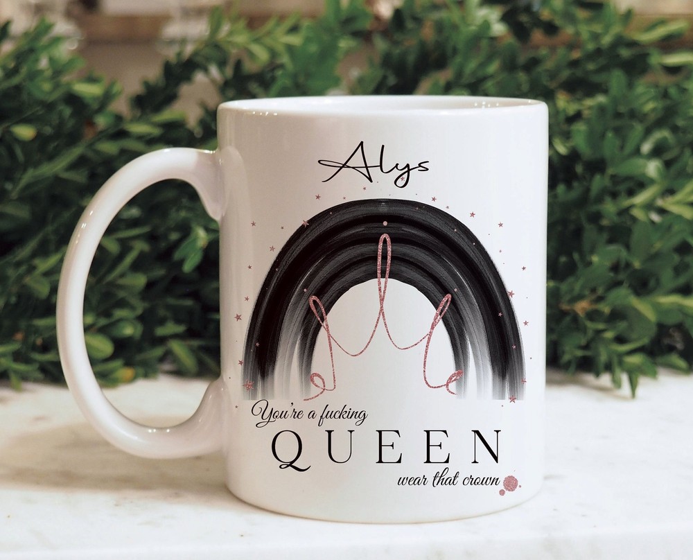 Sweary Queen Ceramic Mug Gift Set with Sassy Sayings  