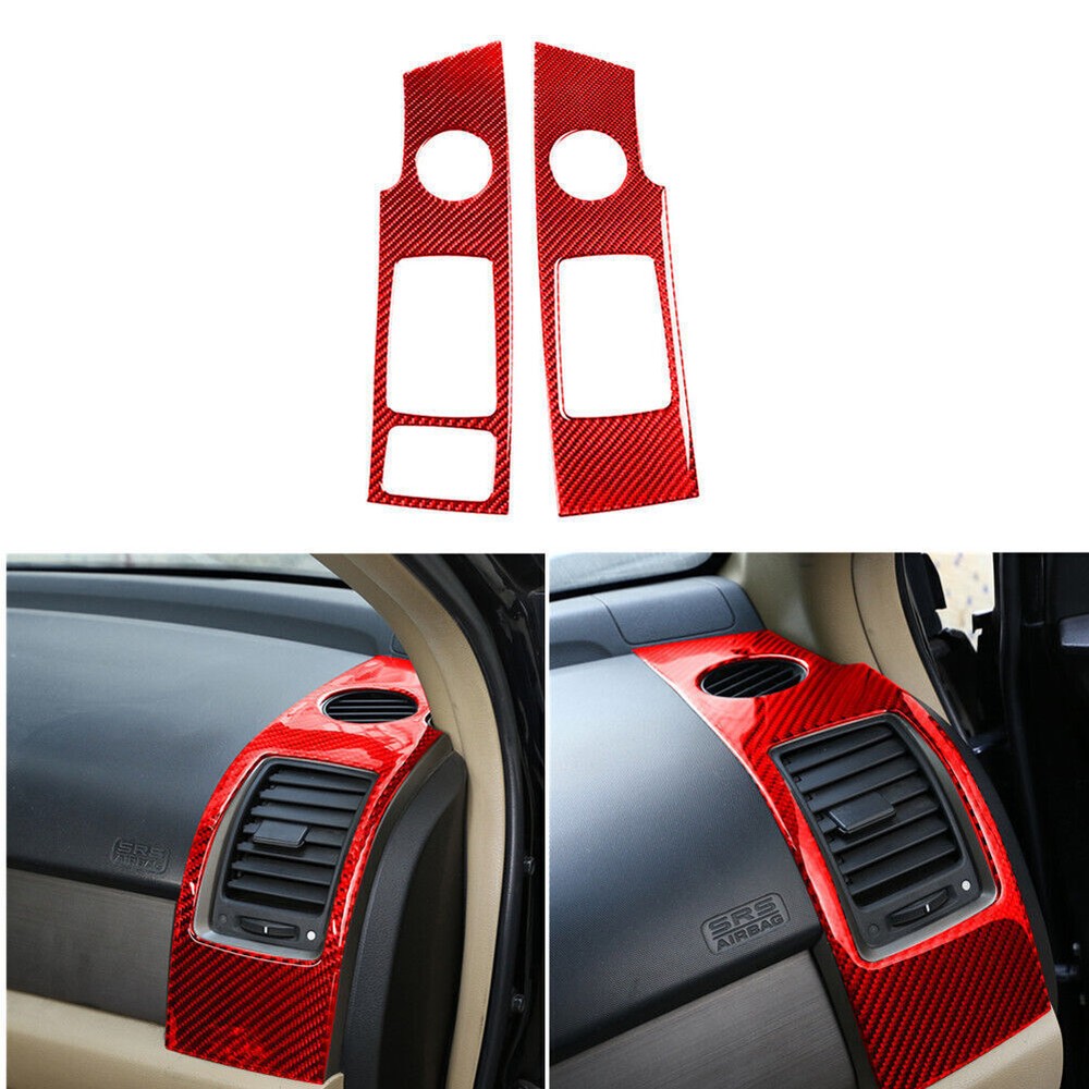 Red Carbon Fiber Side Air Vent Outlet Panel Cover Trim For Honda CRV 2007-2011