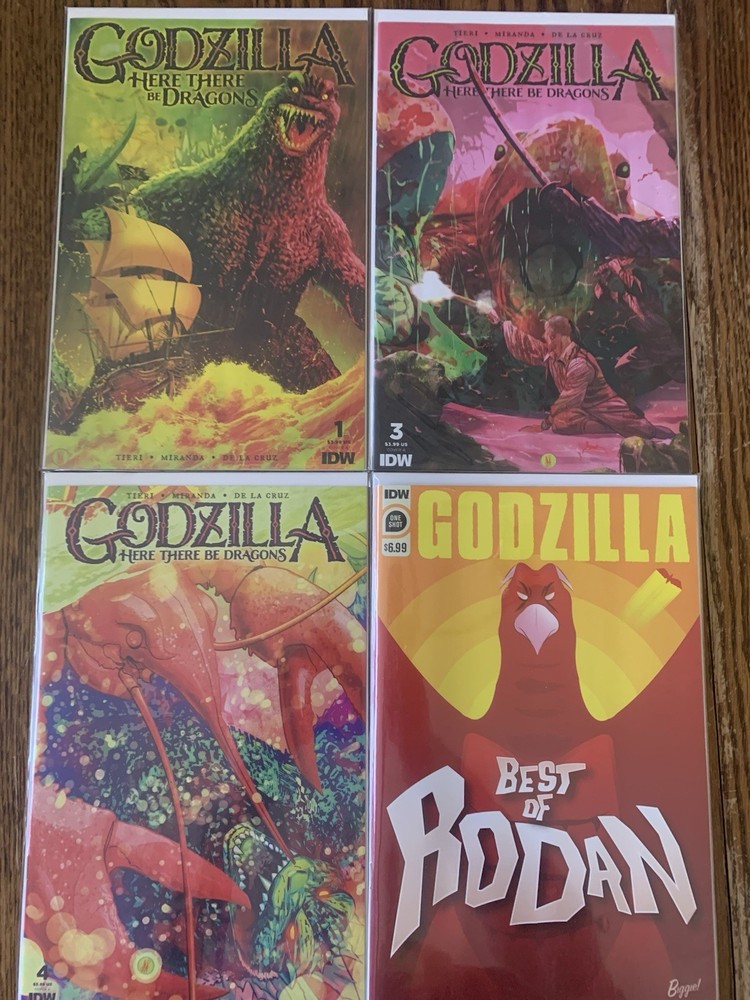 Godzilla Here There Be Dragons 1 3 4 with Best of Rodan IDW 2023 Comics