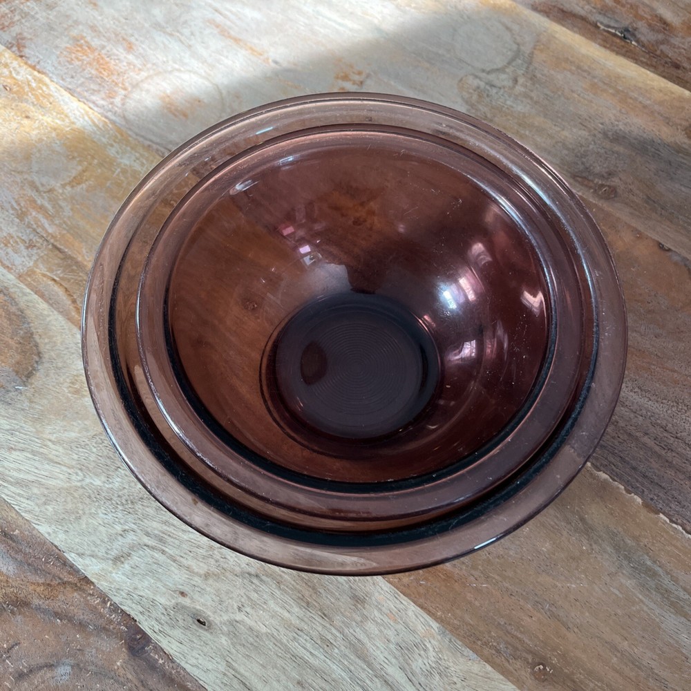 Vintage Purple Cranberry Pyrex Vision Mixing Bowl Set 322 & 323