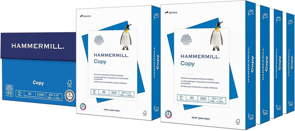 Hammermill 20LB Copy Paper 8.5x11 4000 Sheets 8 Ream Bright White