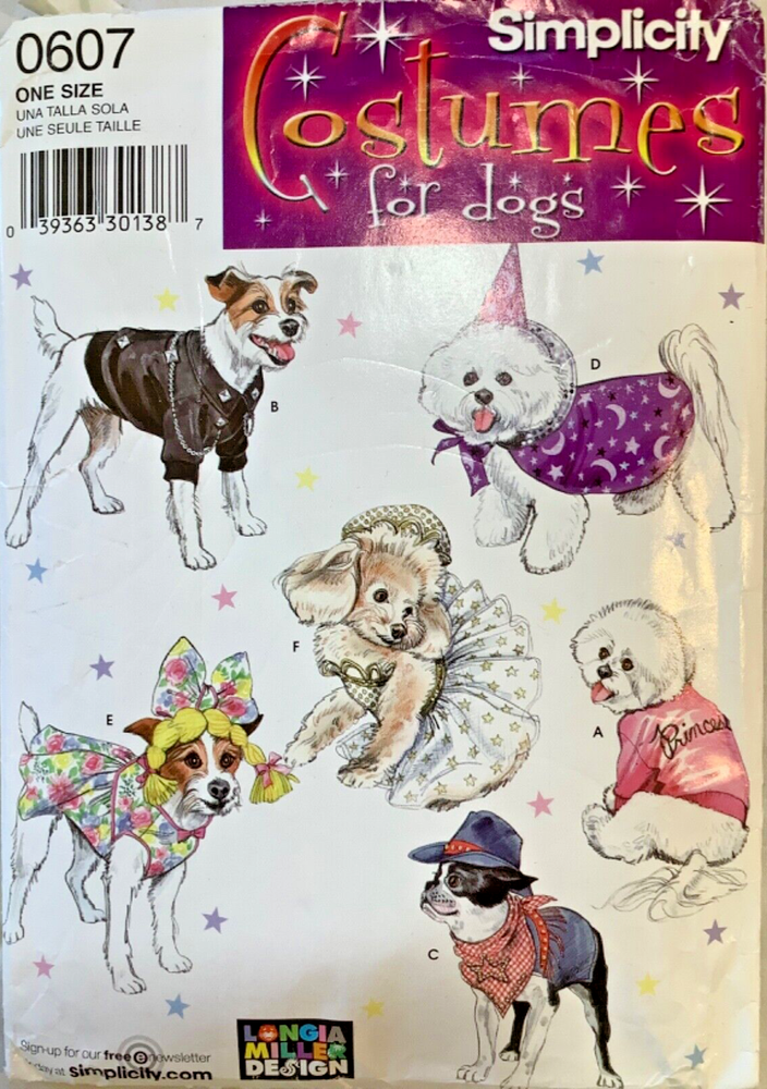 Vintage Simplicity 0607 Dog Costume Sewing Pattern - Cowboy Wizard by Longia Miller