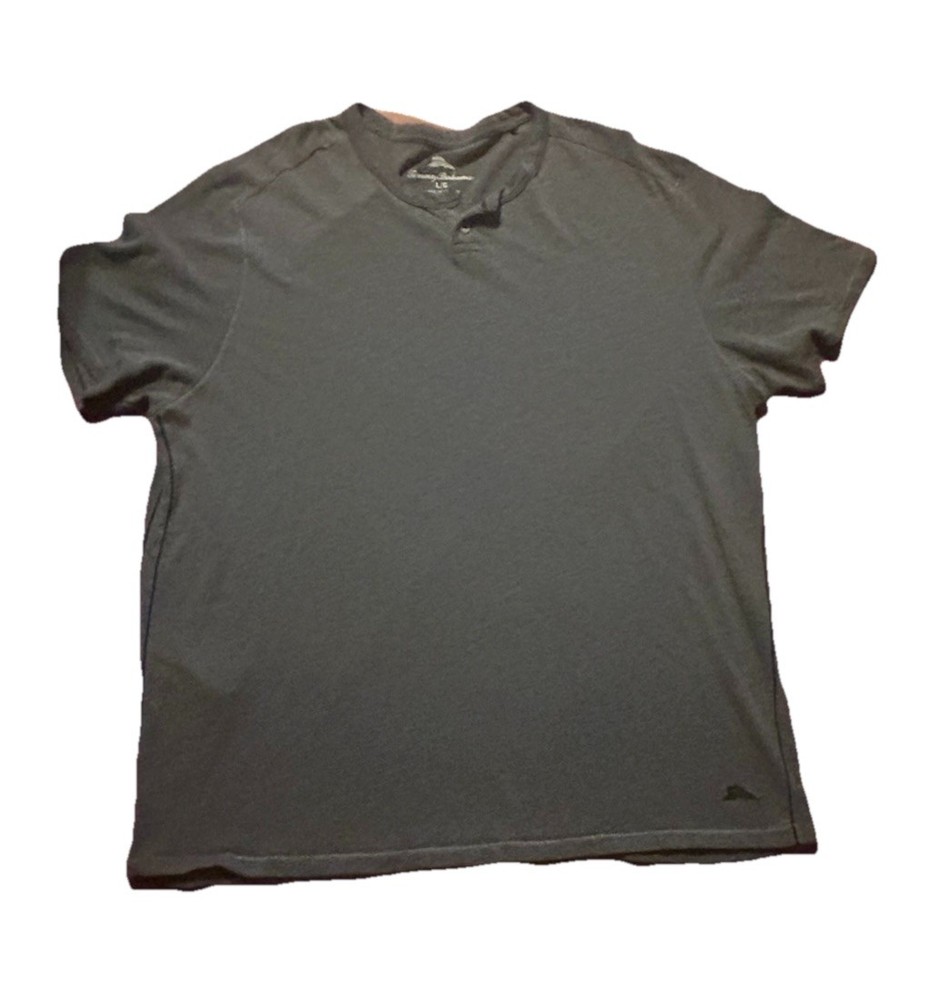 Tommy Bahama Mens Cirrus Coast Henley Shirt in Coal Gray Short Sleeve Tee