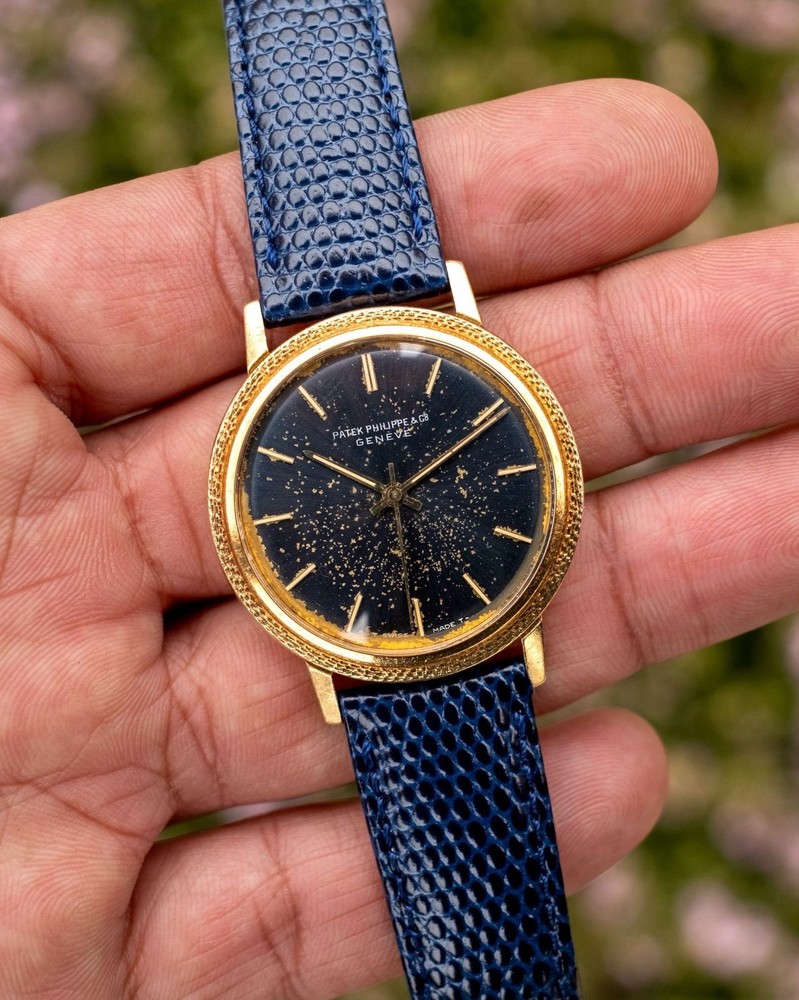 1972 Patek Philippe Calatrava Jumbo Ref 3569 Rare Tropical Stardust Blue Dial