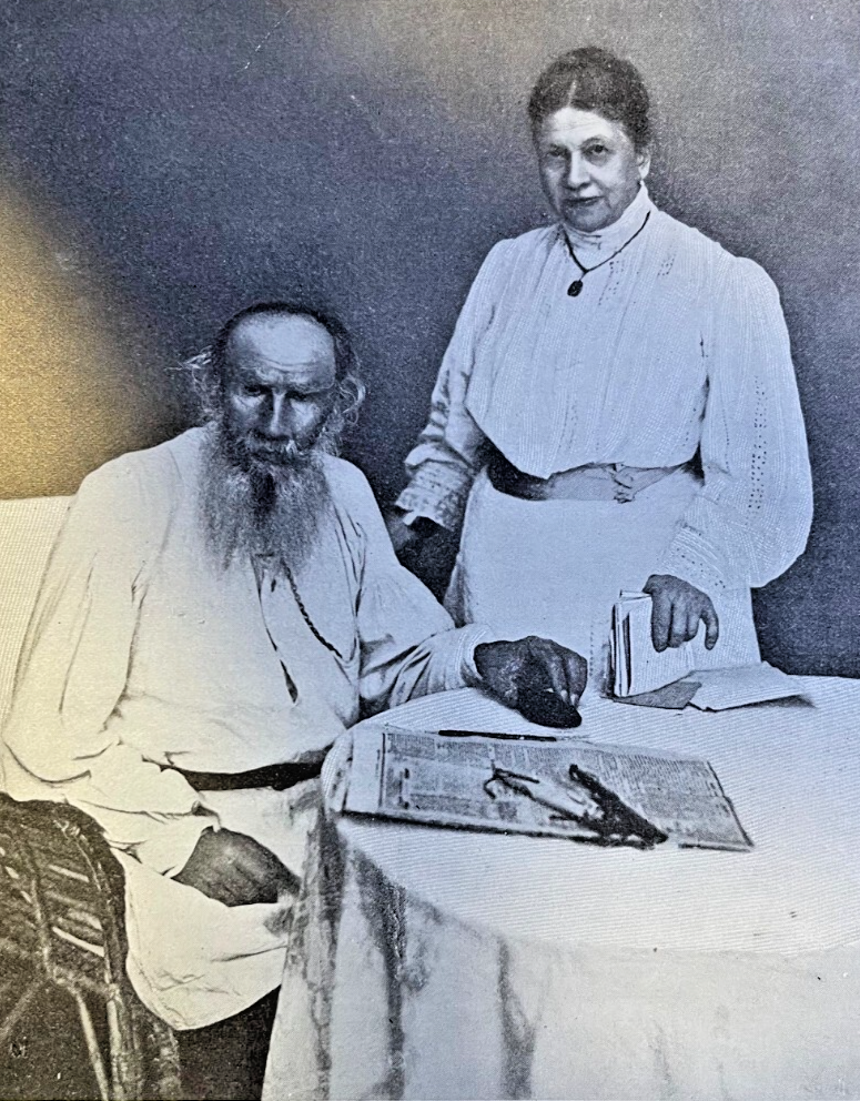 1910 Vintage Magazine Illustration Author Count Tolstoy & His Wife