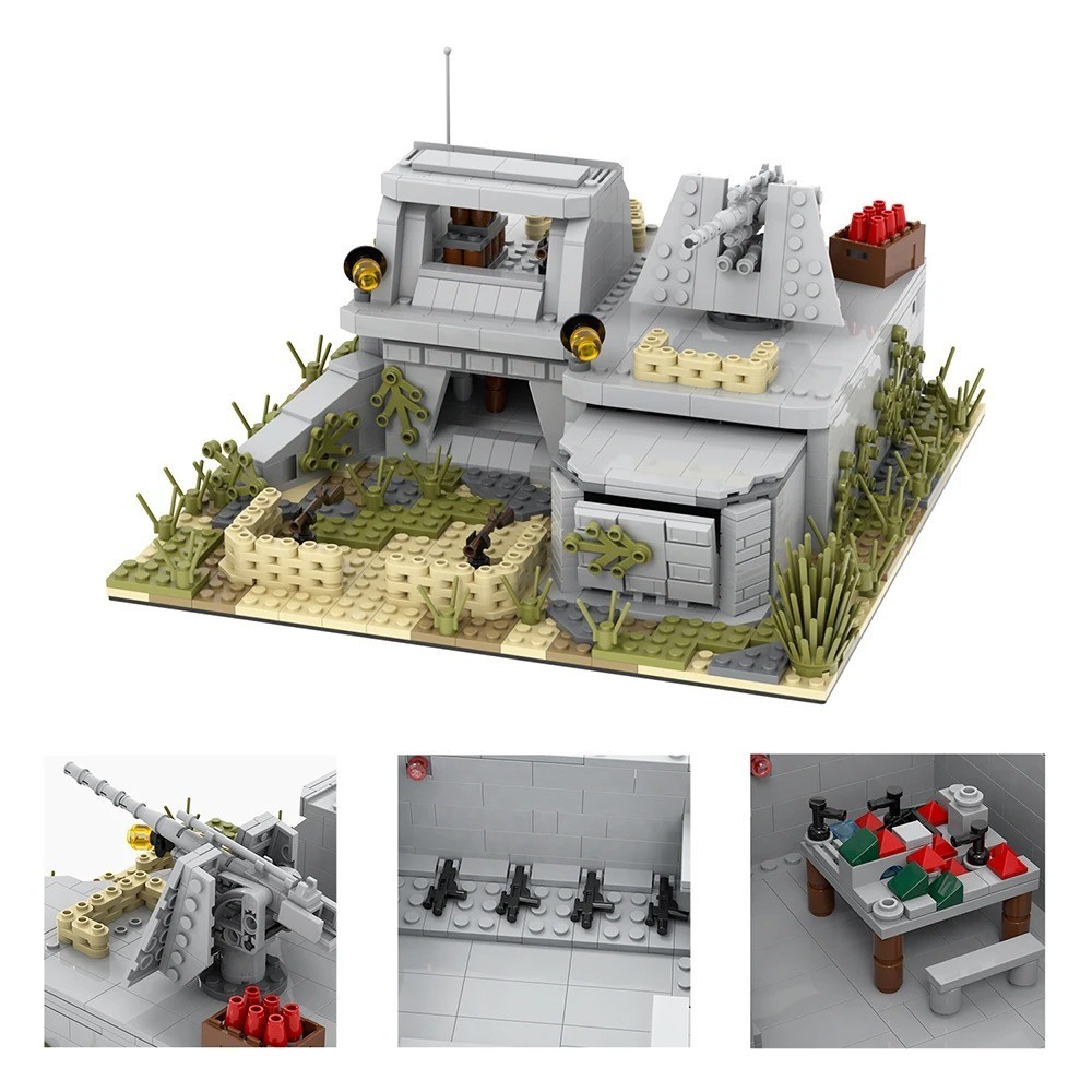 WW2 Army Military Bunker Battlefield MOC Building Blocks Set 928pcs Quality Gift