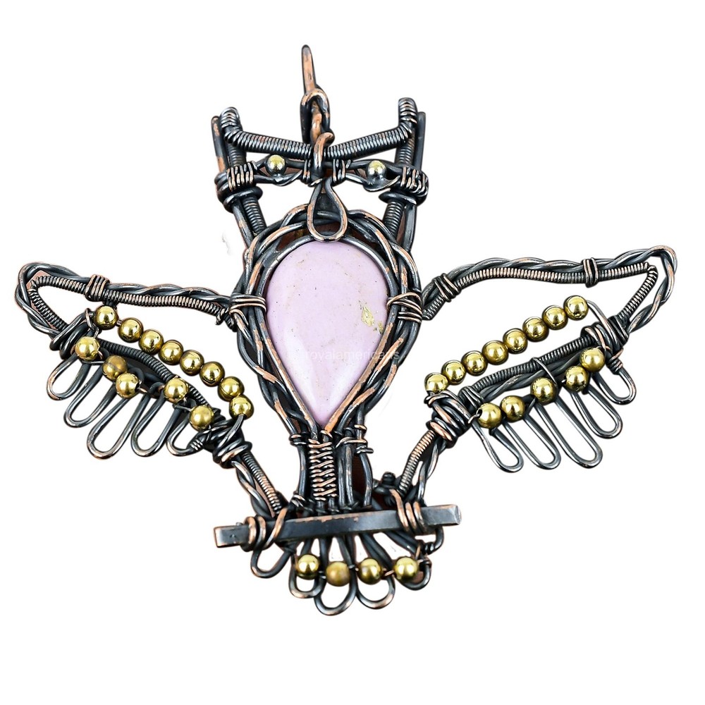 Mother's Day Copper Phosphosiderite Art Deco Boho Owl Pendant-image