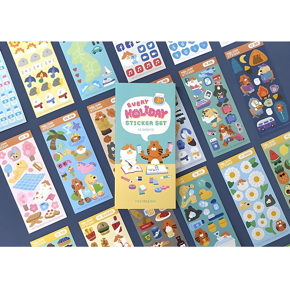 Made in Korea, cute diary sticker box set (24Sheet) Kawaii Journaling Supplies