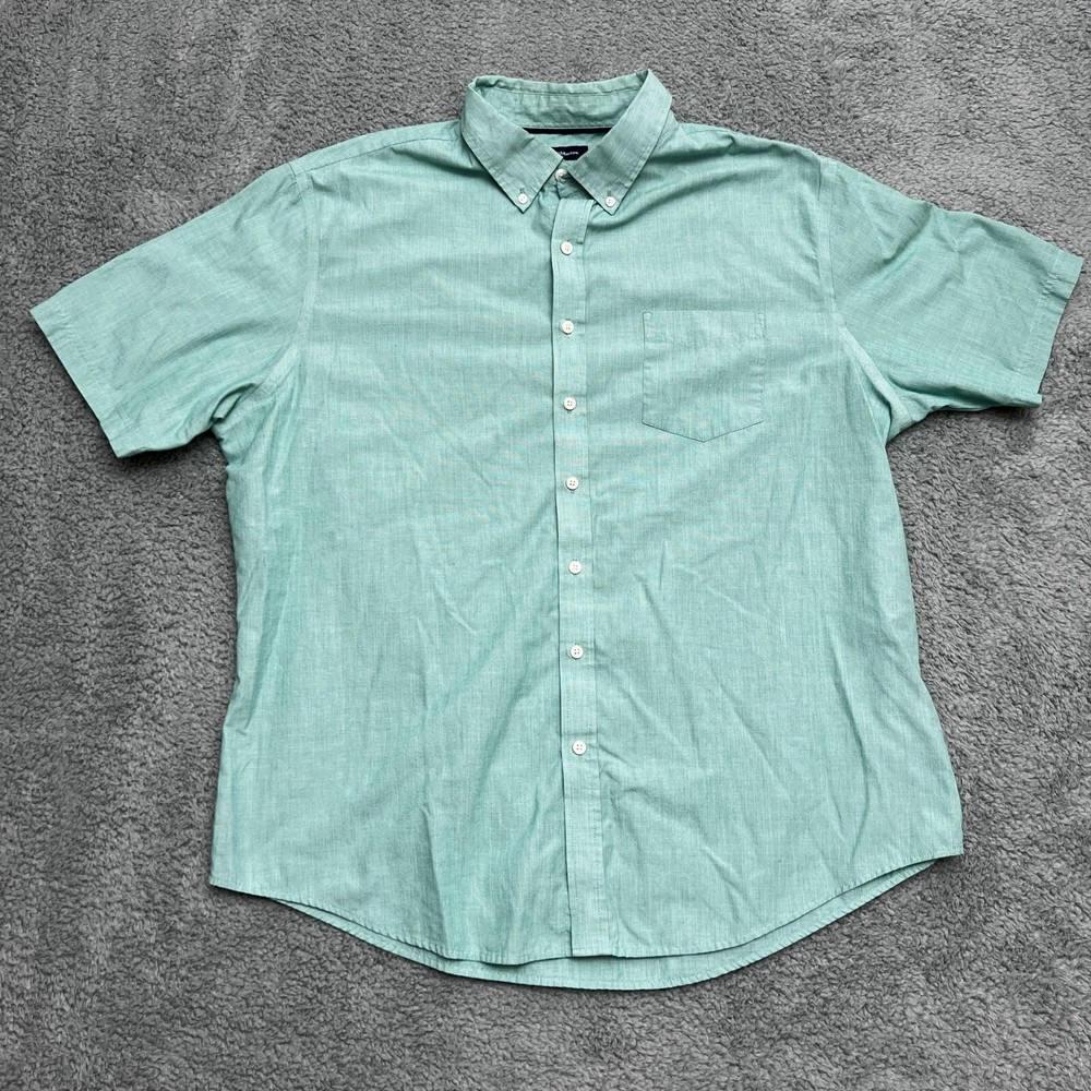 Croft & Barrow Casual Button Down Shirt Mens XL Easy Care Green Short Sleeve