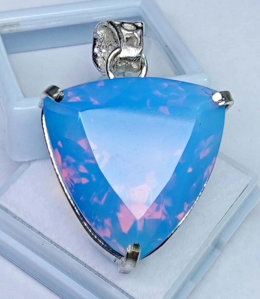 Opal Blue Natural Trillion Cut 54-55 Ct Loose Gemstone Pendant Certified