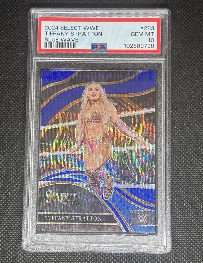 2024 Select WWE Tiffany Stratton Ringside Blue Wave /49 PSA 10 #283