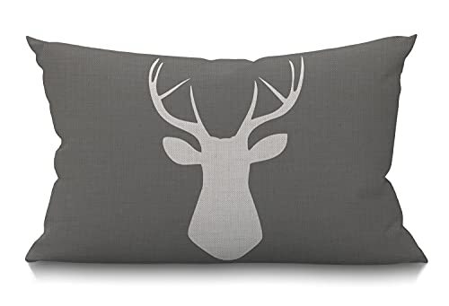 Woodland Deer Head Throw Pillow Cover for Home Decor Md012