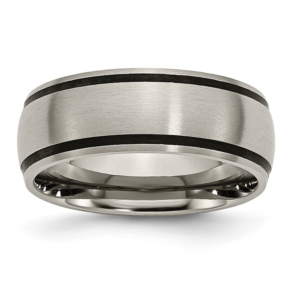 Titanium Brushed with Black Rubber 8mm Band Ring Size 11 for Men 3.92gm