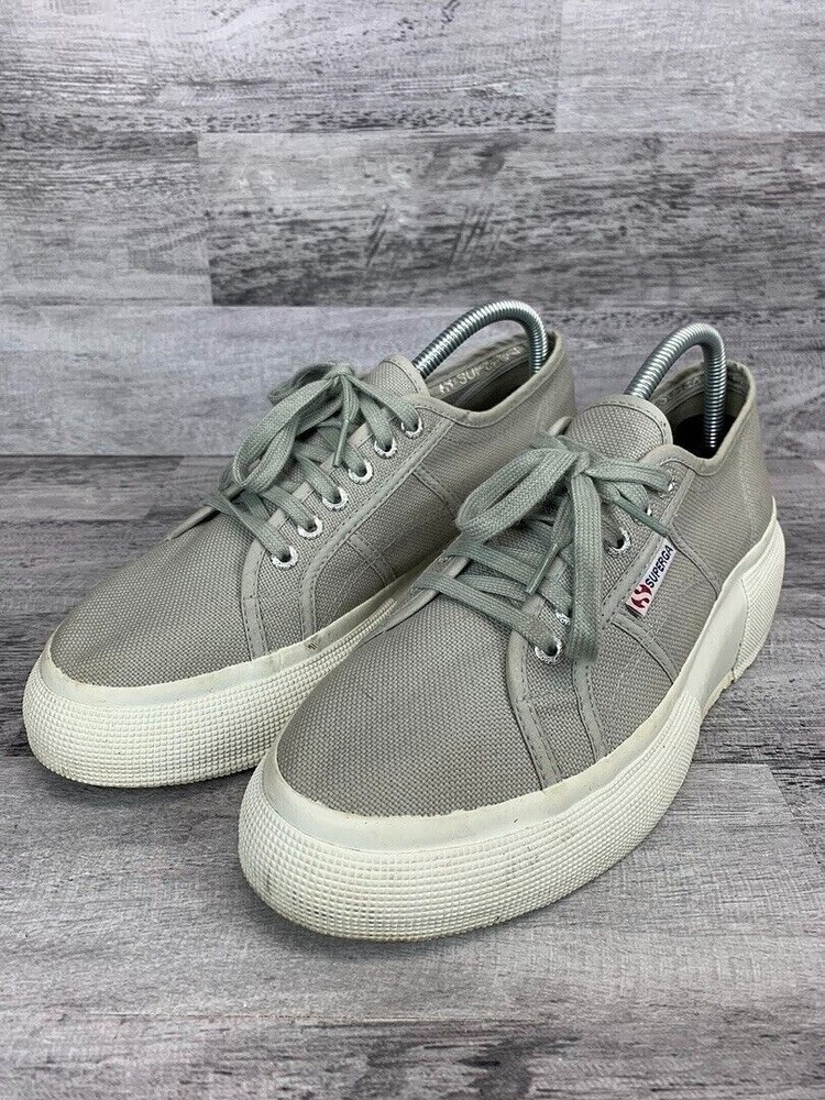Superga Womens Gray Platform Sneakers Size 8 Canvas & Rubber Sole