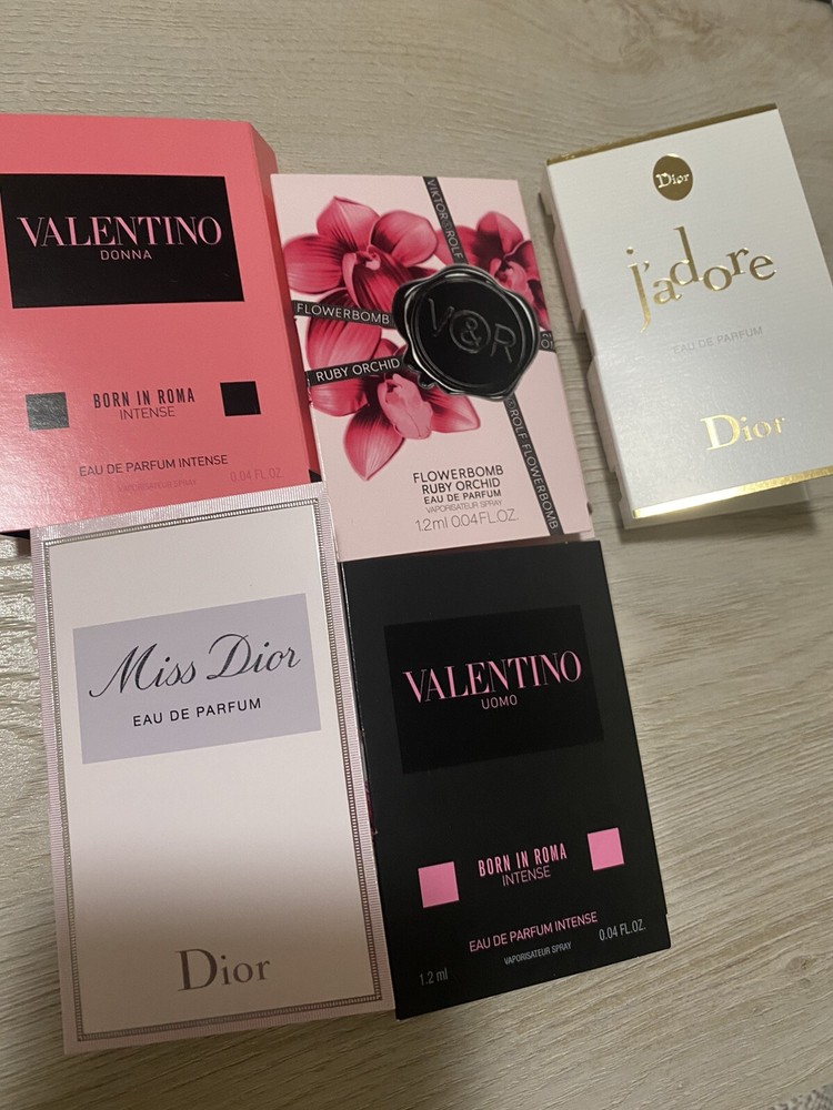 5 luxury women's perfume samples: Valentino, Miss Dior, Flowerbomb, J'adore-image