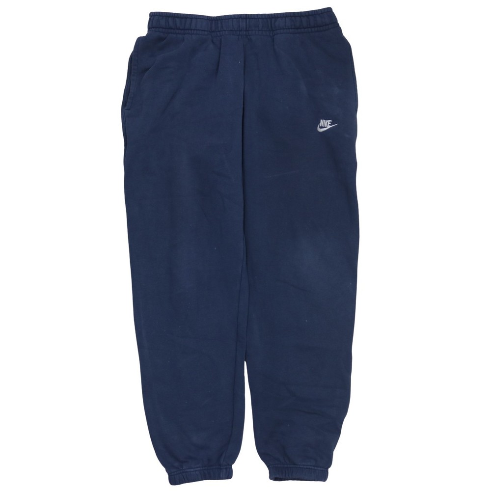 Nike Mens Joggers Navy Blue Fleece Elastic Waist Cuffed Track Sweatpants Logo L