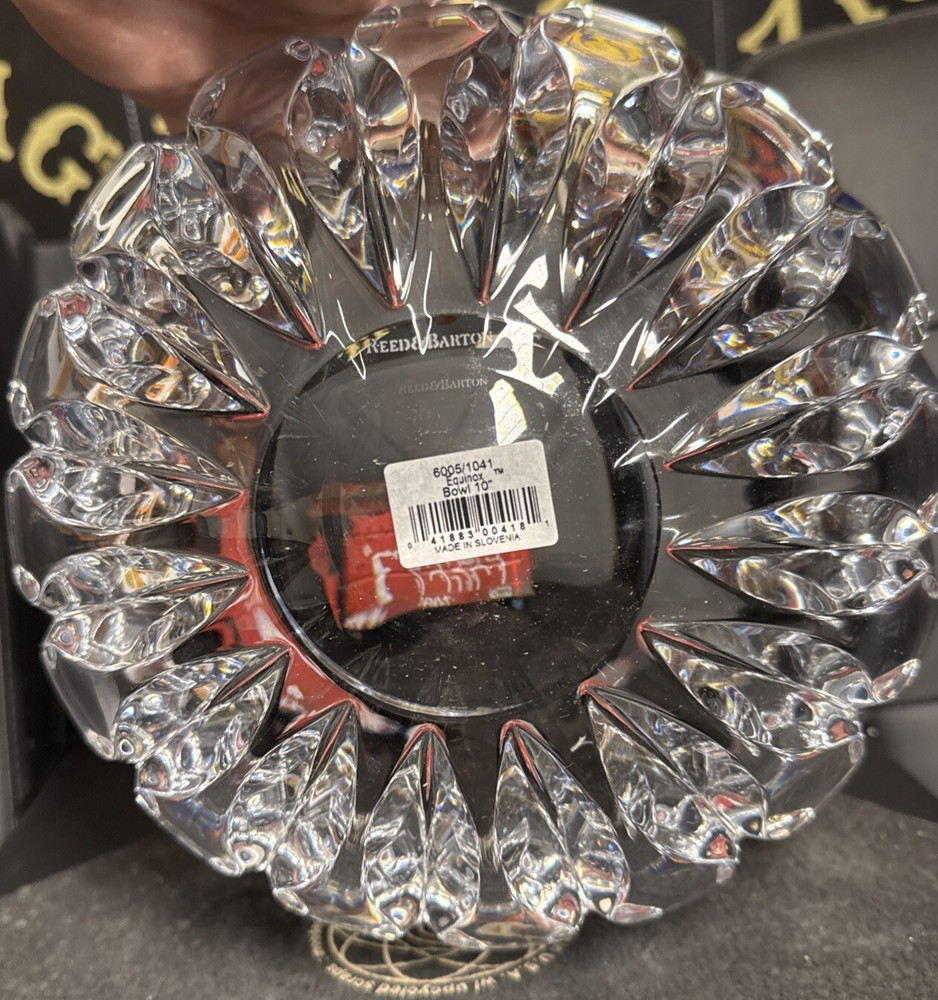 Equinox Centerpiece 10” Crystal Bowl Reed & Barton Made In Slovenia NWT