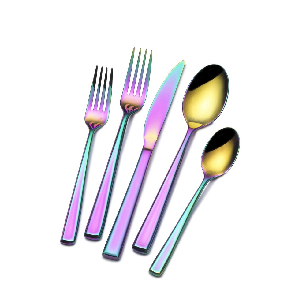 Dream Rainbow 20-Piece Flatware Set - Stainless Steel Flatware for Dining, Co...
