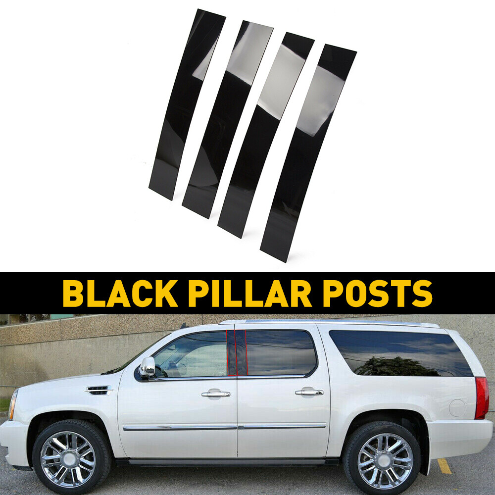 Gloss Black Pillar Posts for Cadillac Door Escalade 07-14 Trim Piano Cover Kit