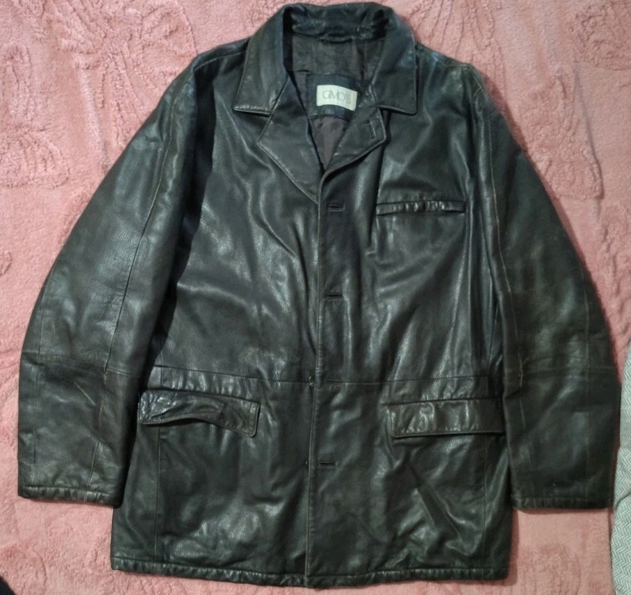 Vintage Gimo’s Leather Jacket Large Made in Italy DARK BROWN POCKETS READ