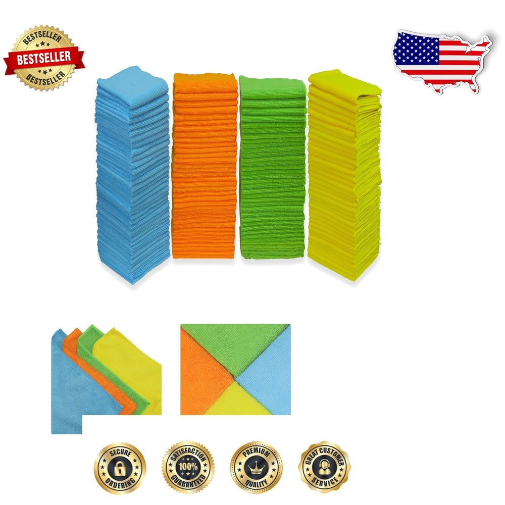 150-Pack Microfiber Cleaning Cloths - Super Absorbent, Multicolor Great for Home