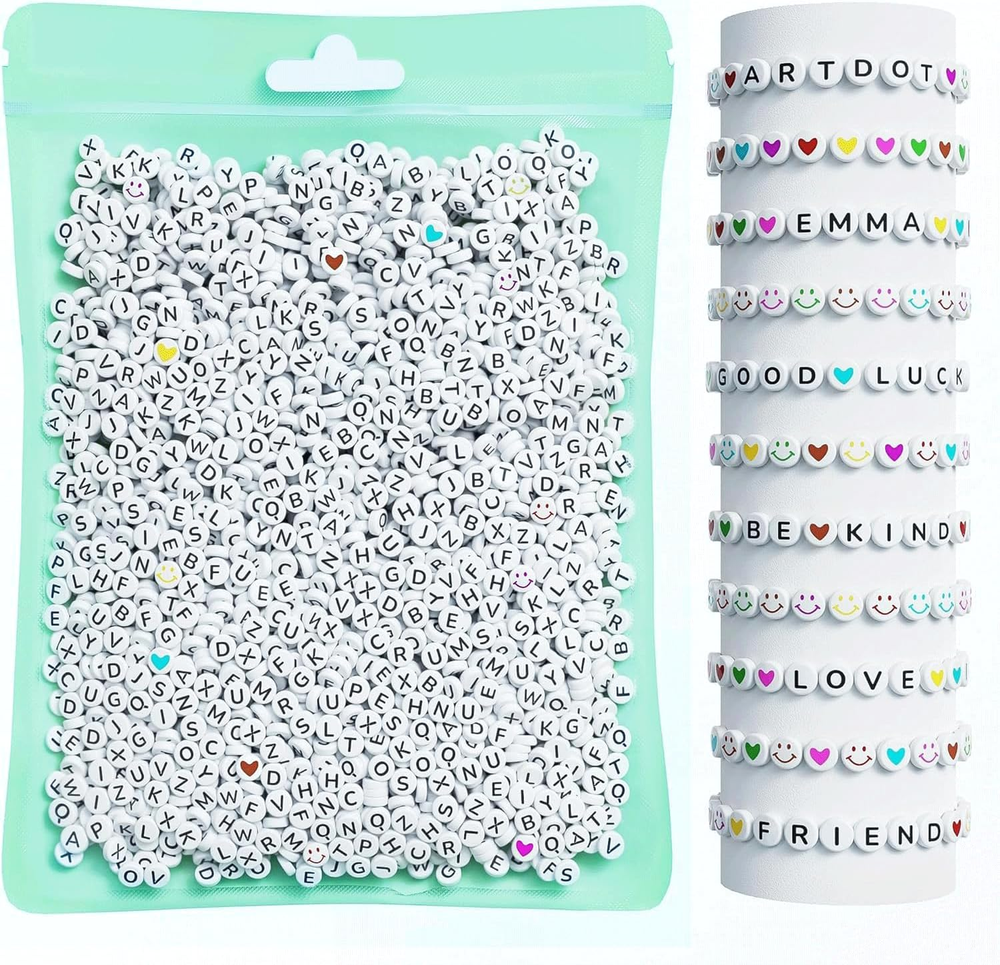 ARTDOT 800-Piece Assorted Letter Beads Kit for DIY Friendship Bracelets in 28 Colors