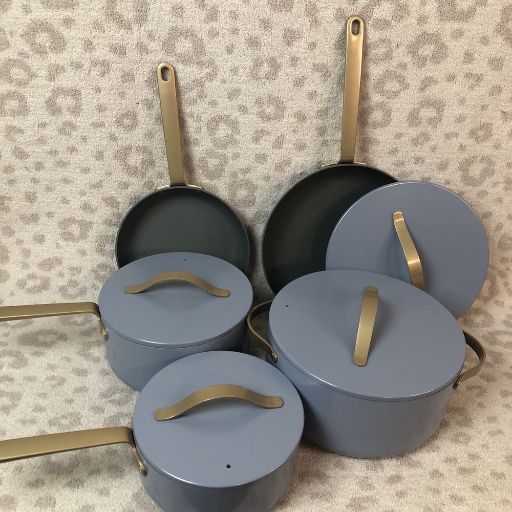 Beautiful 9pc Ceramic Non-Stick Cookware Set, Hydrangea by Drew Barrymore