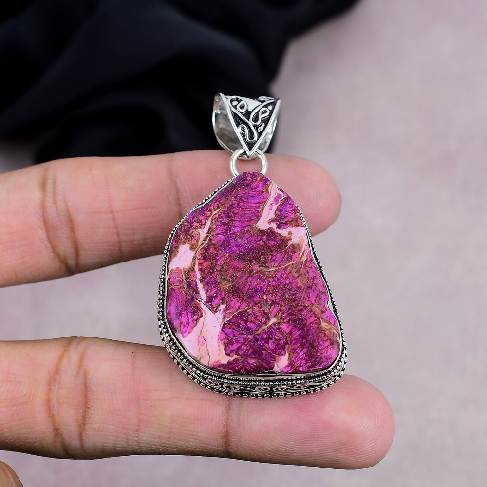 Peachblow Sea Sediment Gemstone Pendant 925 Sterling Silver Pendant Jewelry Gift