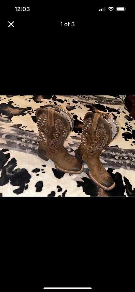 Ariat Ladies Hybrid Rancher VentTEK Distressed Tan Cowgirl Boots 10044473