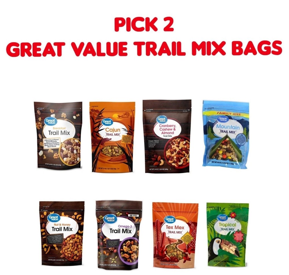 Pick 2 Great Value Trail Mix 22 to 26 oz Bags