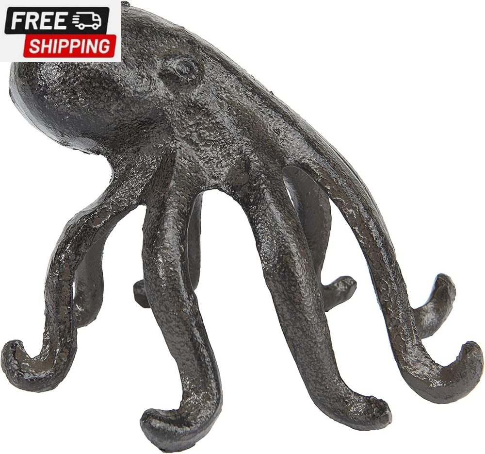 Eclectic Dark Bronze Cast Iron Octopus Phone Tablet Holder by Creative Co-Op