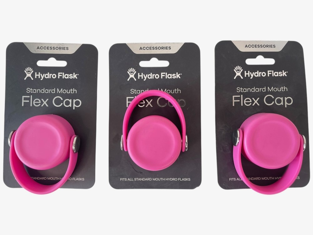 3 Genuine Hydro Flask Pink Standard Mouth Replacement Water Bottle Flex Caps Lot