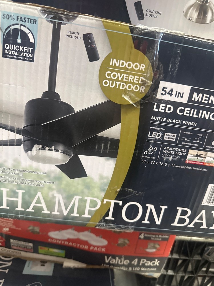 Hampton Bay Mena 54in Black Ceiling Fan Remote Control 1005919921 99919