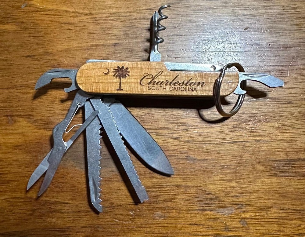 Charleston SC Wood Travel Advertising Utility Pocket Knife 