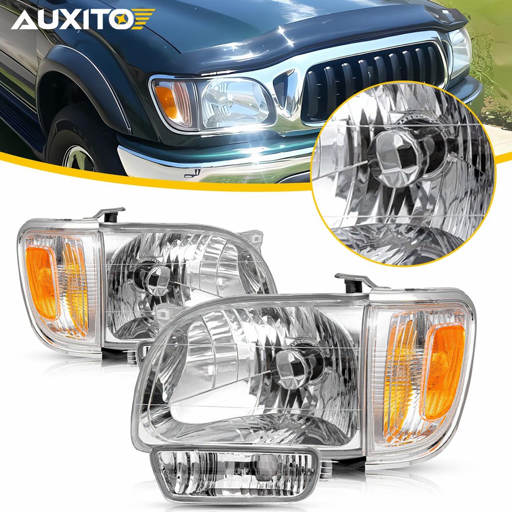 Headlights Pair For 2001 2002 2003 2004 Toyota Tacoma Left&Right 4Pcs Chrome Set