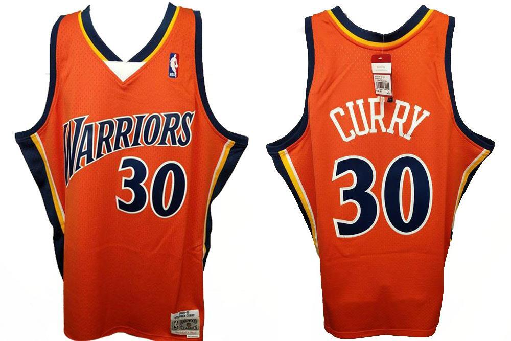 New Steph Curry 2009-10 Warriors Men 2XL Orange Mitchell & Ness Jersey $130