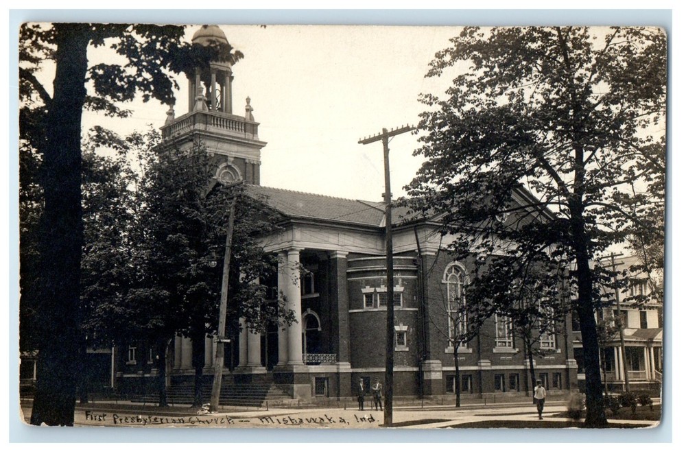 c1910's First Presbyterian Church Mishawaka IN RPPC Photo Antique Postcard