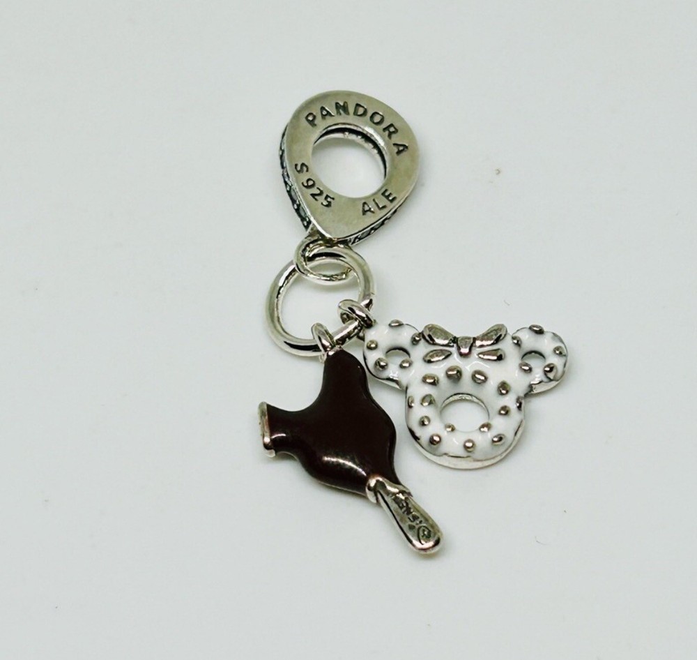 Pandora Disney Parks Mickey Bar Donut Dangle Silver Charm 276