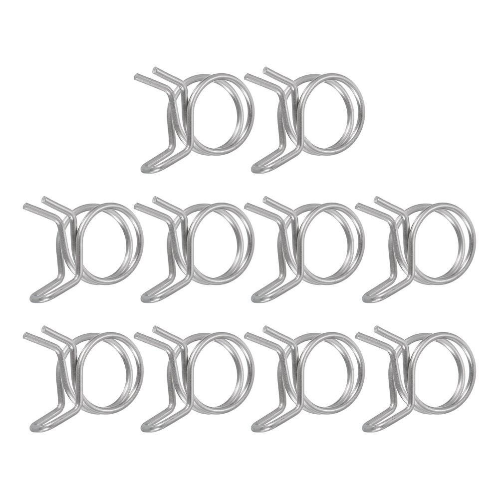 10Pcs 15mm/0.59inch Double Wire Spring Hose Clamp, Adjustable Spring Clips