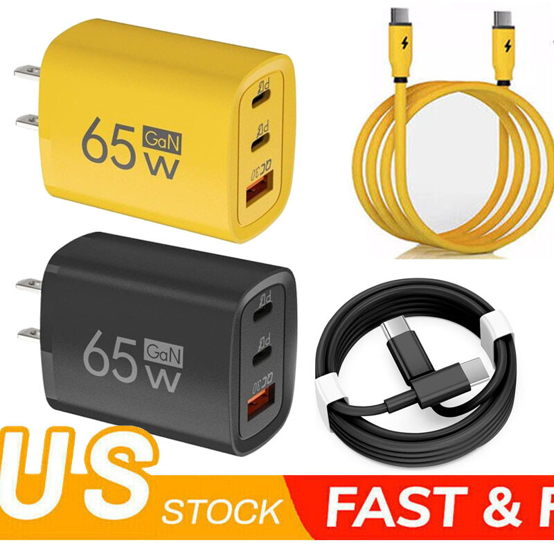 65W Dual USB-C Fast Wall Charger for Samsung Galaxy S24 S23 S22 S21 Ultra Plus Fast Charging