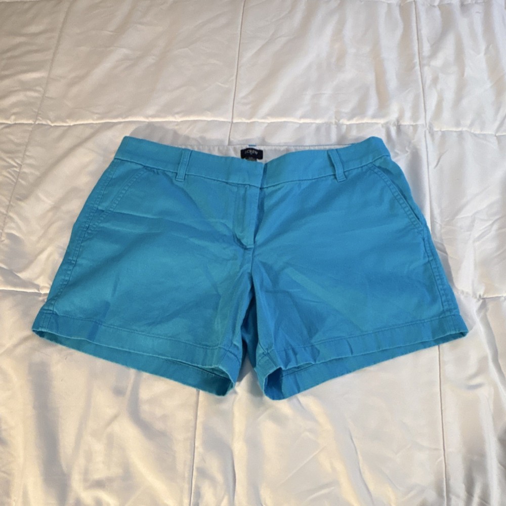 J.CREW Women's Chino Shorts Blue Cotton Twill Pockets Size 10 Regular