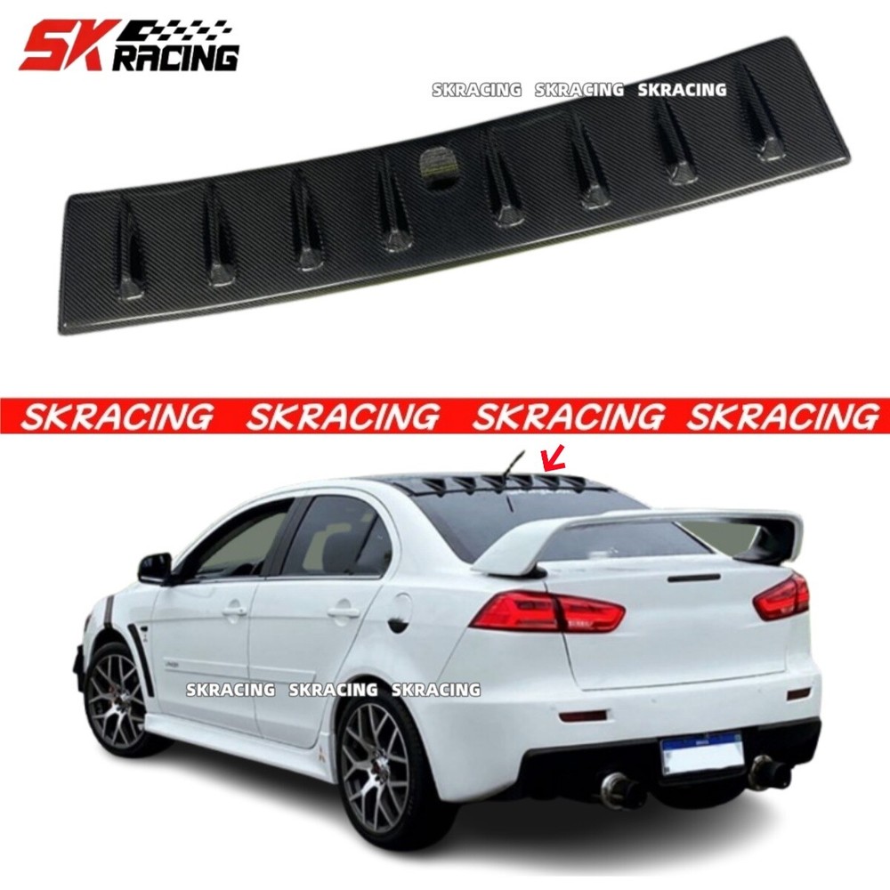 Real Carbon Fiber Shark Rear Roof Spoiler Wing For Mitsubishi Lancer EVO X 08-15