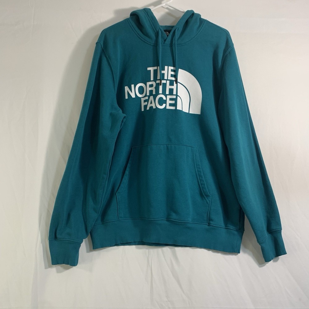The North Face Mens Large Teal Half Dome Fleece Hoodie for Hiking