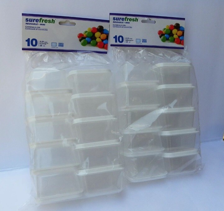 Sure Fresh Mini Rectangular Reusable Containers with Lids 2-Pack