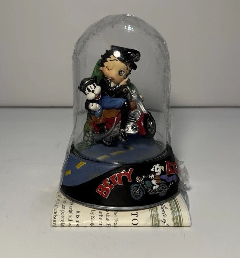 Franklin Mint Betty Boop Harley LE Glass Dome Figurine with COA Born To Be Boop