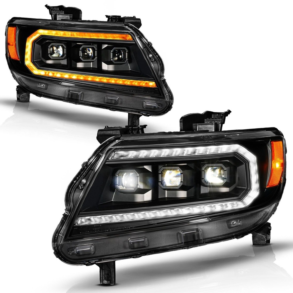 PROJECTOR HEADLIGHTS BLACK SEQUENTIAL ANZO USA 111634 FOR Chevy Colorado 15-22
