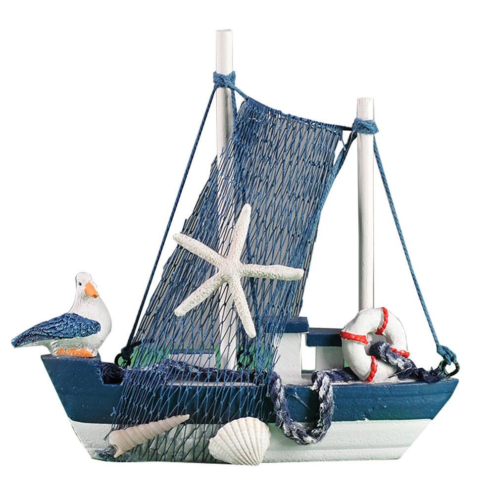 Wooden Boat Ornament Nautical Themed Table Top Mini Decor Sail Boat Perfect Gift