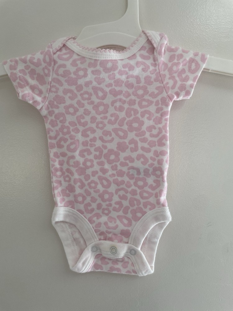 Koala Baby Girls Pink Animal Print 100% Cotton Short Sleeve Bodysuit Cream NB