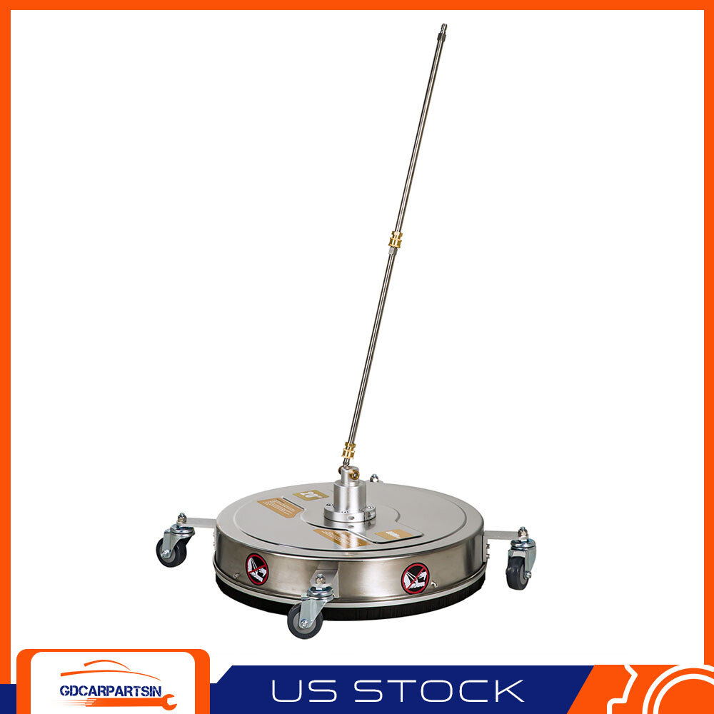 20 Inch 4000 PSI Stainless Steel Pressure Washer Surface Cleaner with 4 Wheels in Silver